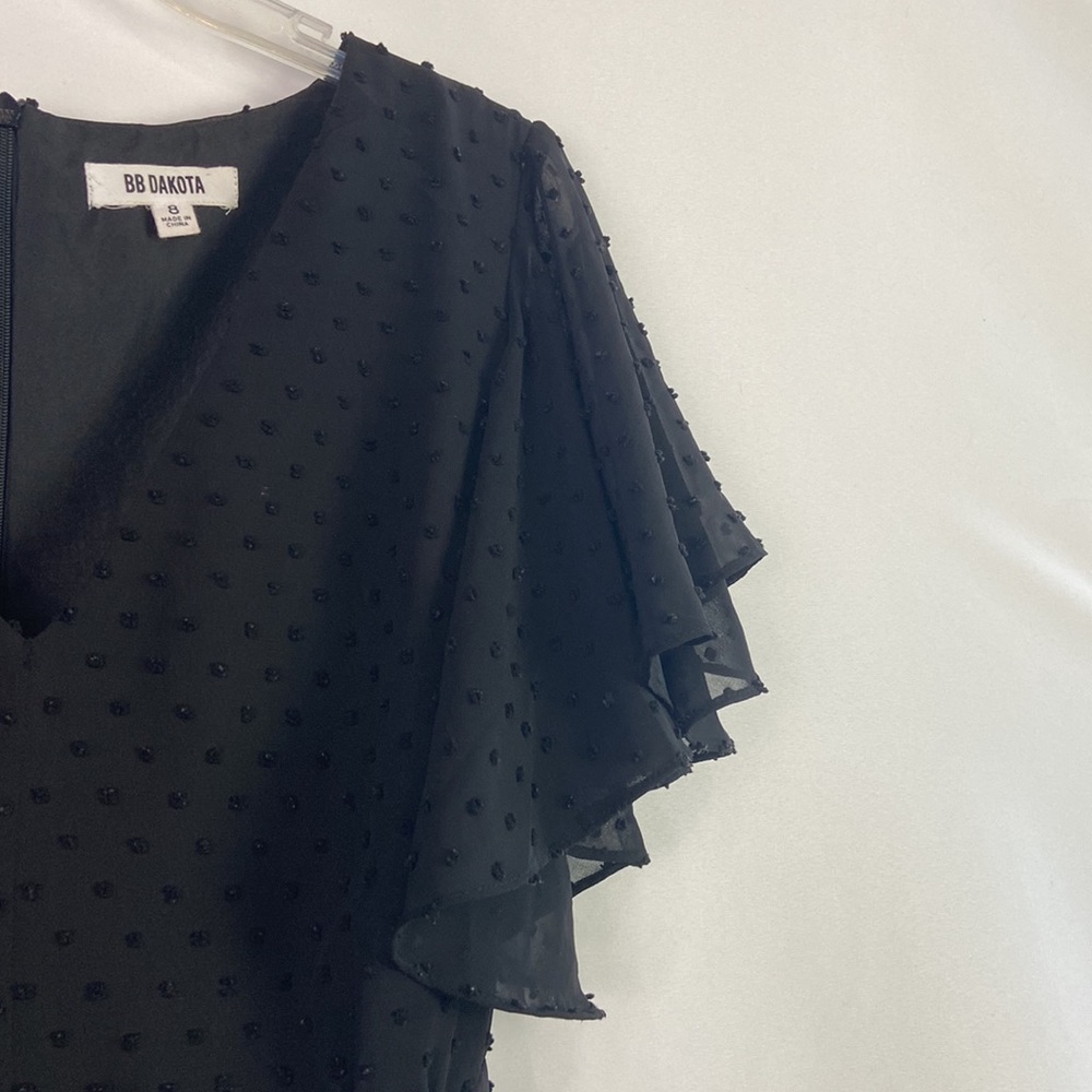 BB Dakota Black Ruffle Trim Belted Mini w/ Shorts Dress - Picture 6 of 16